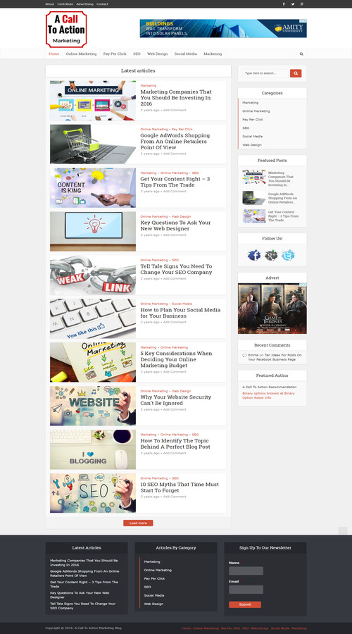 A Call To Action Marketing Blog screenshot 1